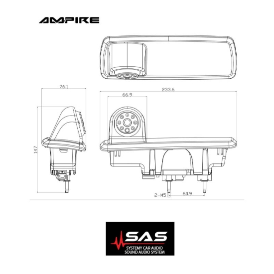 Kamera Ampire KV-VIVARO-B-2G Kamera cofania dedykowana do Opel Vivaro B, Renault Trafic, FIAT Talento lub Nissan NV300 z tylnymi drzwiami i klapą baga